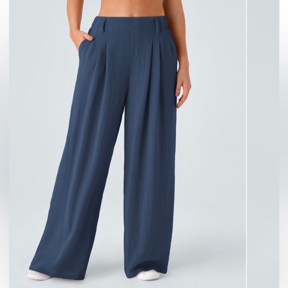 High Waisted Side Pocket Wide Leg Flowy Palazzo Pants